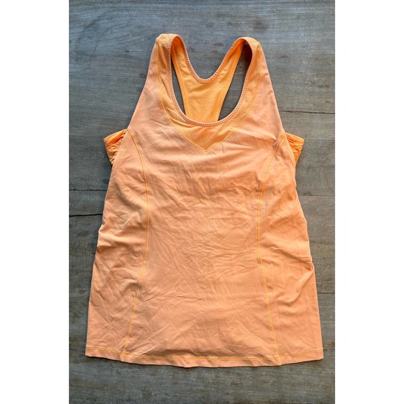 LULULEMON Turbo Racerback Neon Orange Tank with Built-in Bra - Size 10 - NWOT - Picture 2 of 4